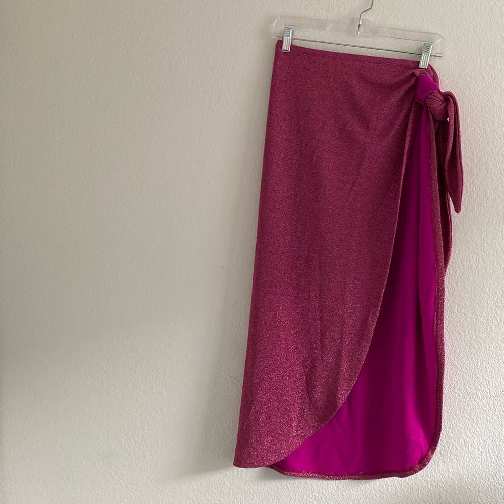 Good American Hawaii Punch Pink Glitter Swim Sarong